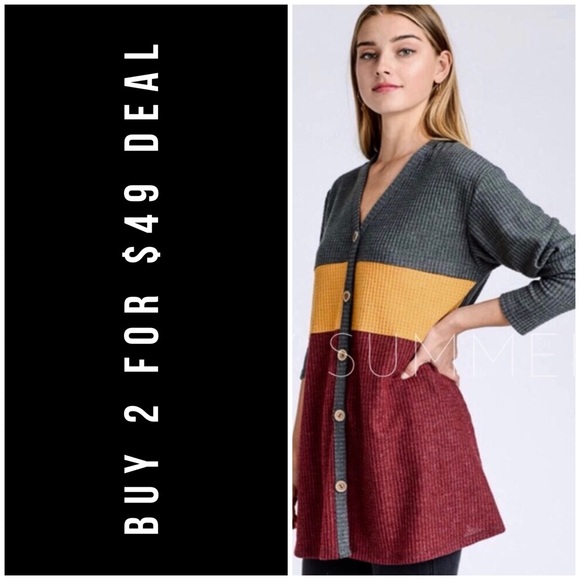 January Summer Tops - ❄️GRAY COLOR BLOCK WAFFLE TOP